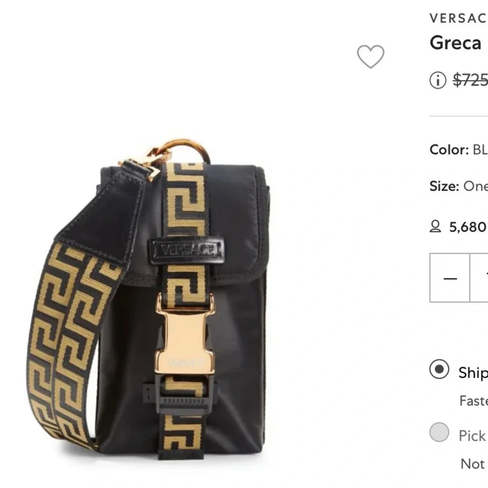 VERSACE LANYARD PHONE CASE WITH MINI SHOULDER/ NECK LOGO GRECA PATTERN STRAP